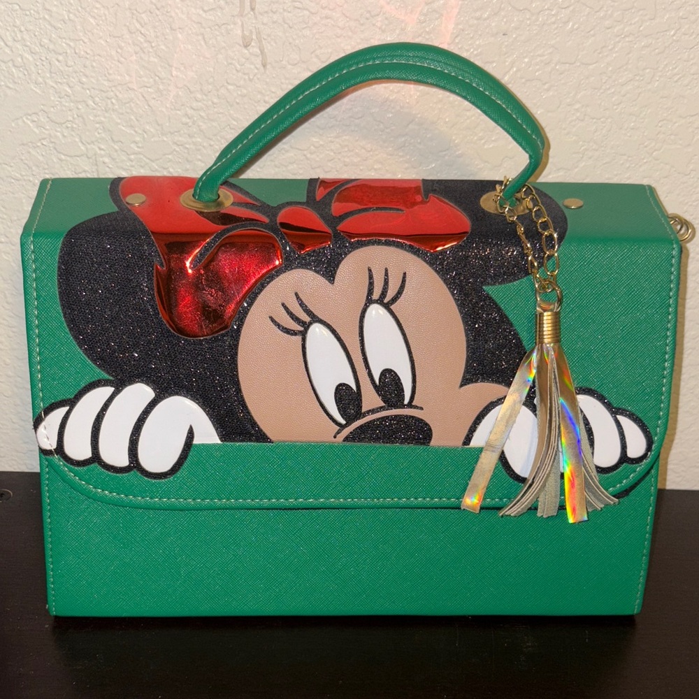 Disney Green and Red Minnie Mouse Satchel NWOT